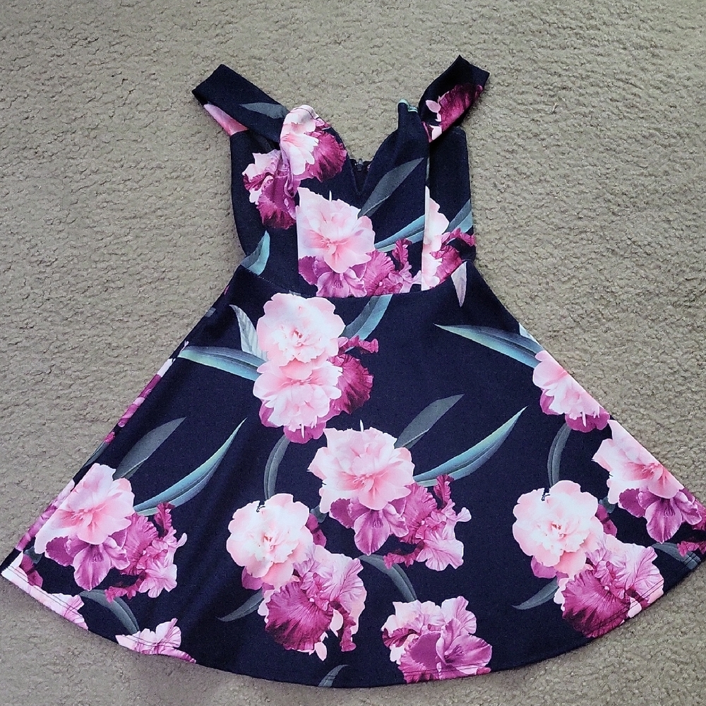 Charlotte Russe Pink and Blue Floral Kids Dress